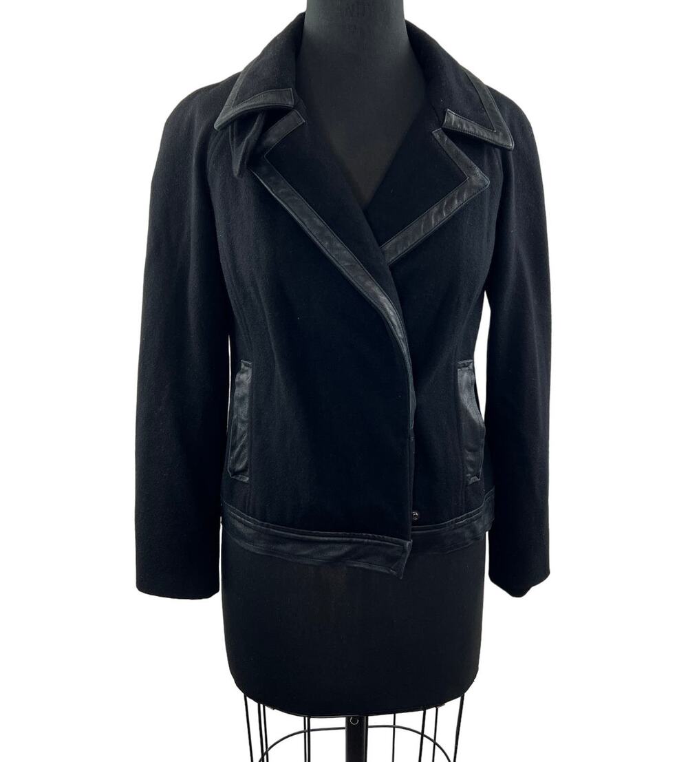 ADAM BY ADAM LIPPES Black Wool Blend Notched Lapel Long Sleeve Moto Jacket XS